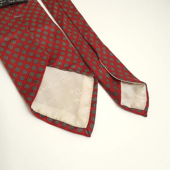 Vintage Christian Dior All Silk Men Tie Vintage Tie Red - Picture 6 of 6